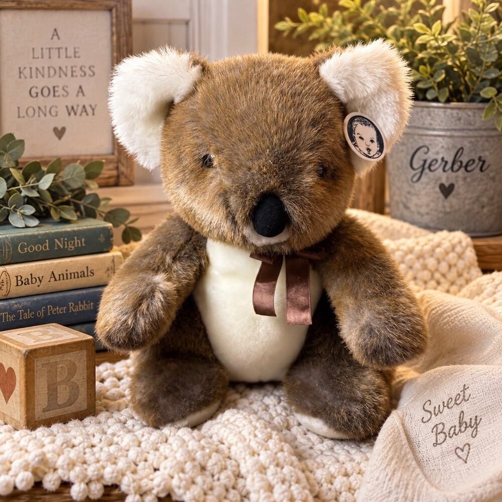 Vintage 1980s Gerber Precious Plush Koala Bear 15” Korea Baby Logo Tag